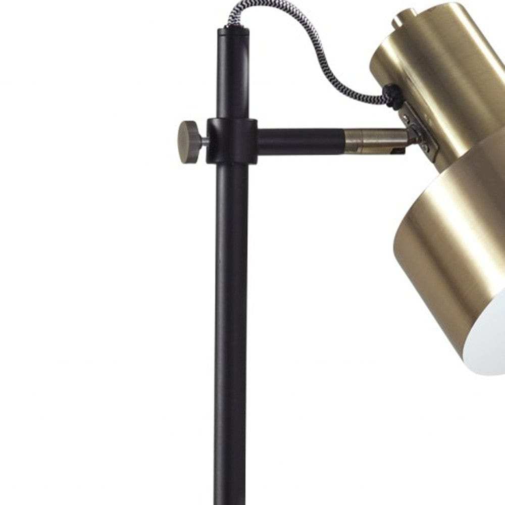 Retro Floor Lamp with Matte Black Pole and Adjustable Jumbo Antique Brass Metal Shade - Homeroots - Flyclothing LLC