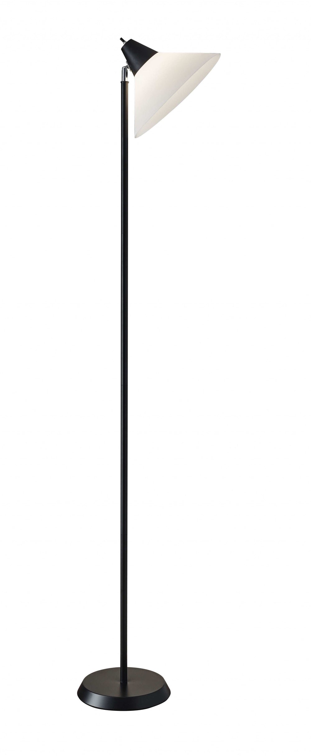 Elemental Black Metal Torchiere With White Cone Shade - Homeroots - Flyclothing LLC