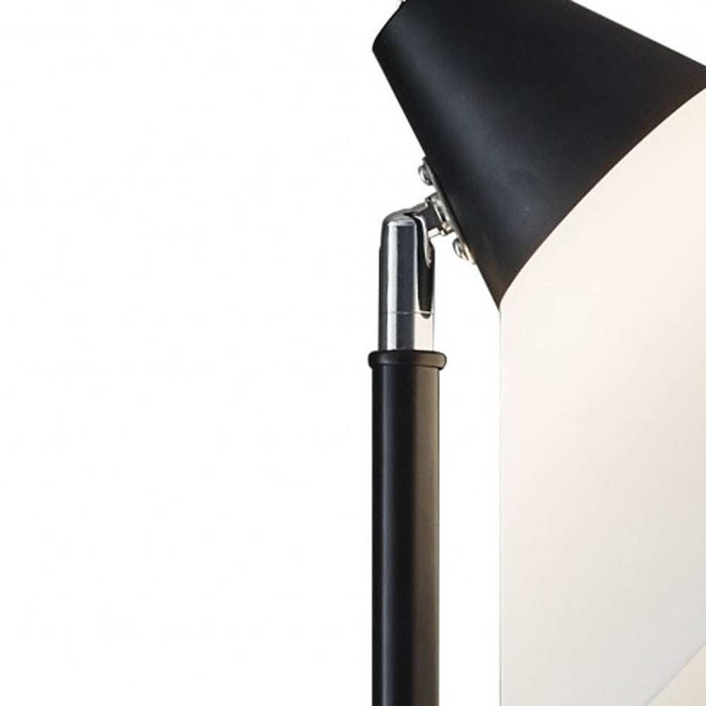 Elemental Black Metal Torchiere With White Cone Shade - Homeroots - Flyclothing LLC