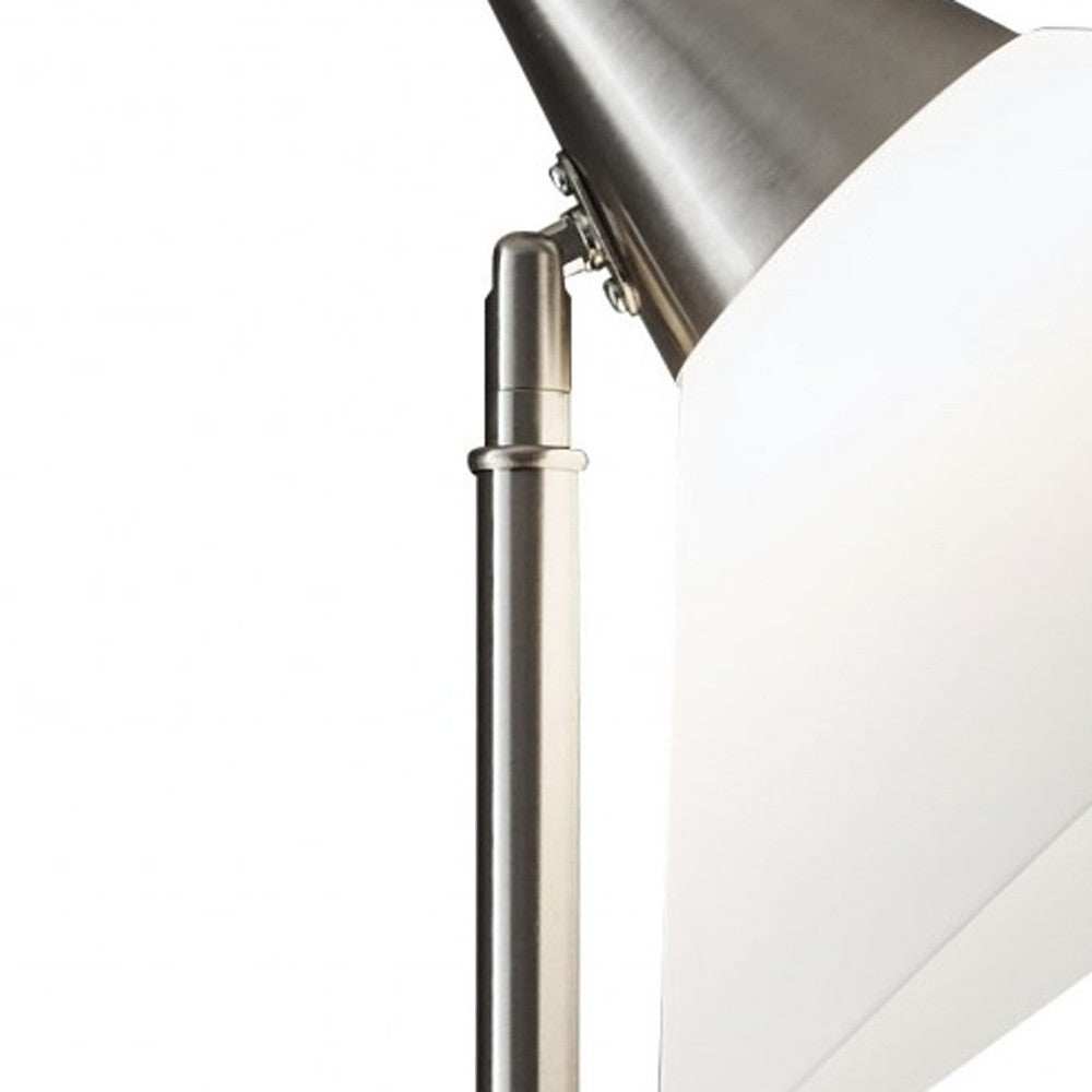 Elemental Brushed Steel Metal Torchiere With White Cone Shade - Homeroots - Flyclothing LLC