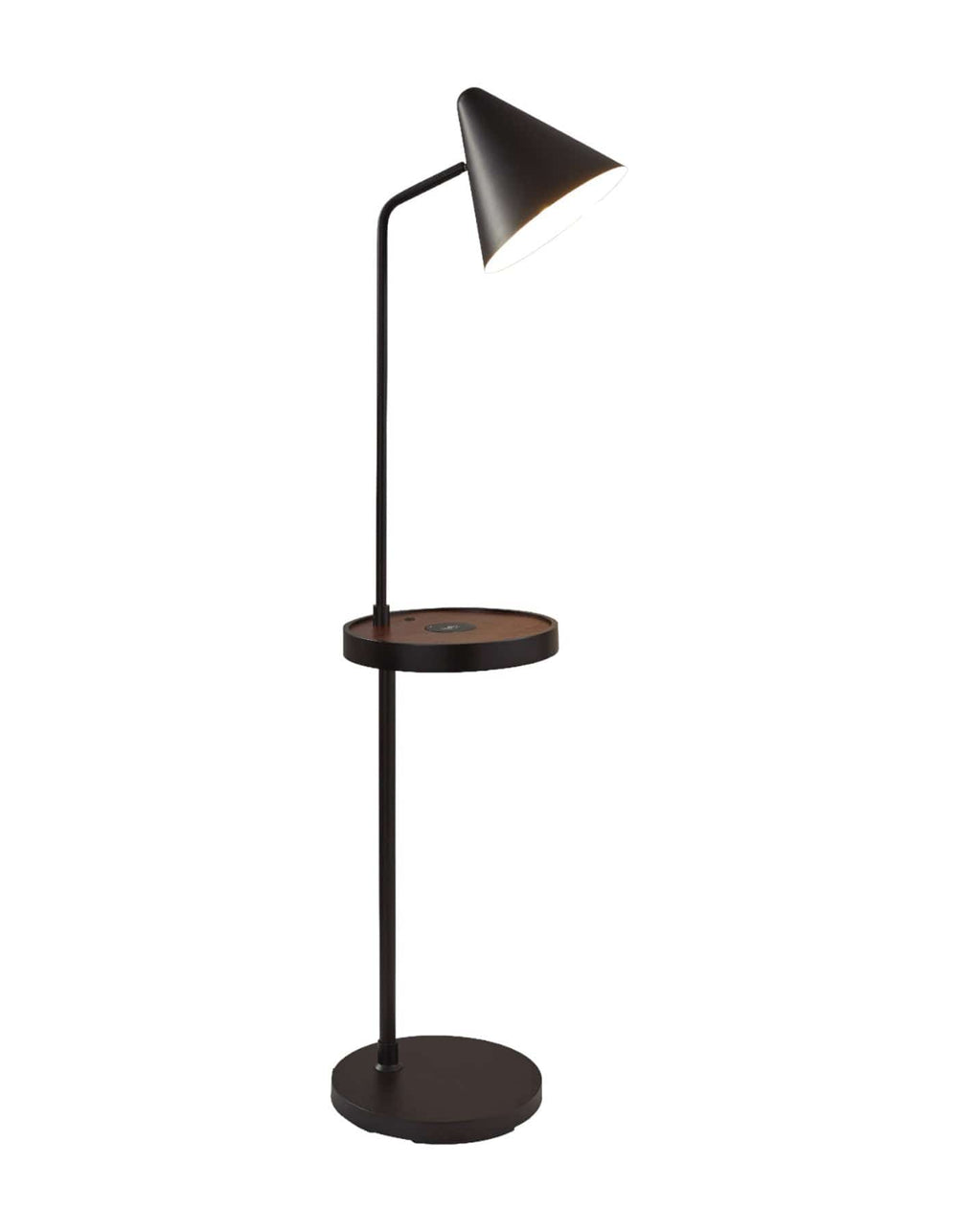 59" Matte Tray Table Floor Lamp With Black Metal Cone Shade - Homeroots - Flyclothing LLC
