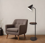 59" Matte Tray Table Floor Lamp With Black Metal Cone Shade - Homeroots - Flyclothing LLC