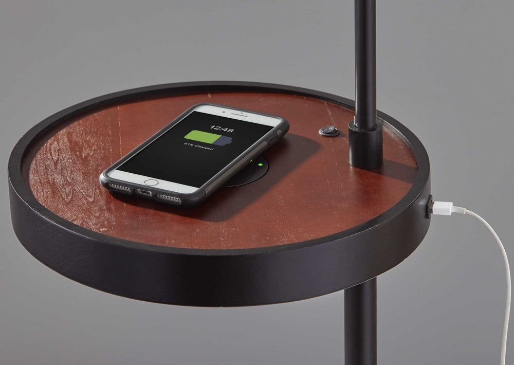 64" Black Tray Table Floor Lamp With Beige Drum Shade - Homeroots - Flyclothing LLC