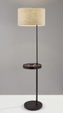 64" Black Tray Table Floor Lamp With Beige Drum Shade - Homeroots - Flyclothing LLC