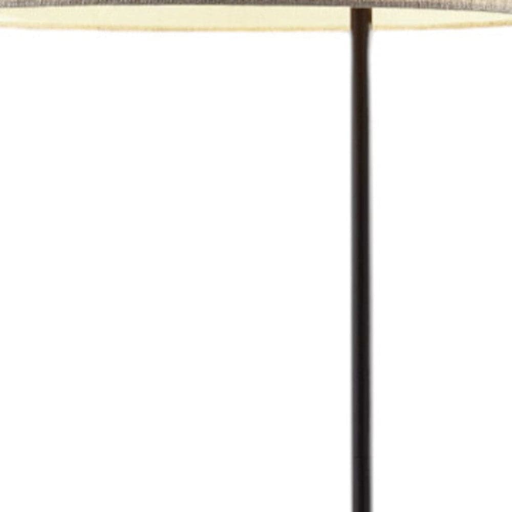 64" Black Tray Table Floor Lamp With Beige Drum Shade - Homeroots - Flyclothing LLC