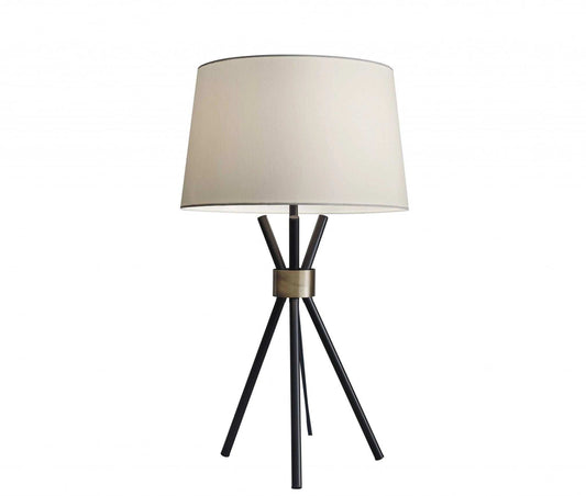 Black Metal Tripod Leg With Antique Brass Accent Table Lamp - Homeroots - Flyclothing LLC