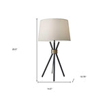 Black Metal Tripod Leg With Antique Brass Accent Table Lamp - Homeroots - Flyclothing LLC