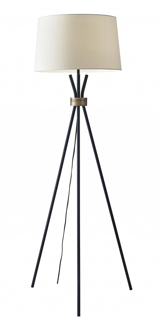 60" Black Tripod Floor Lamp With White Empire Shade - Homeroots