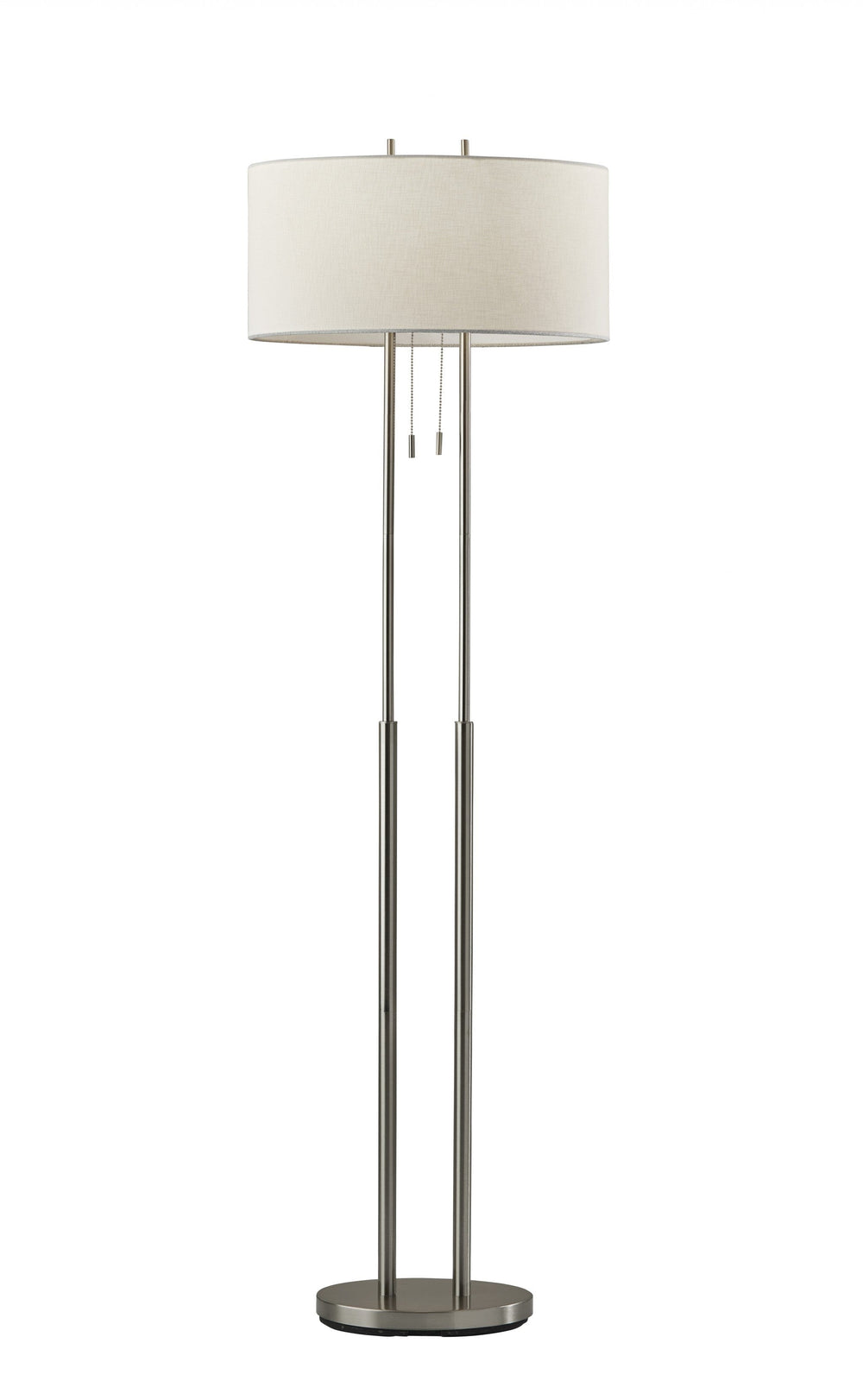 62" Brushed Task Floor Lamp With White Fabric Drum Shade - Homeroots - Flyclothing LLC
