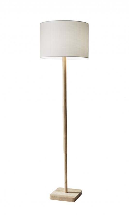 59" Solid Wood Traditional Shaped Floor Lamp With White Drum Shade - Homeroots