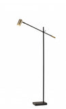 63" Black Adjustable LED Task Floor Lamp With Antiqued Brass Cylinder Shade - Homeroots - Flyclothing LLC