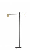 63" Black Adjustable LED Task Floor Lamp With Antiqued Brass Cylinder Shade - Homeroots - Flyclothing LLC
