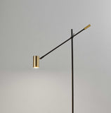 63" Black Adjustable LED Task Floor Lamp With Antiqued Brass Cylinder Shade - Homeroots - Flyclothing LLC