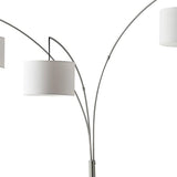 74" Steel Three Light Tree Floor Lamp With White Solid Color Drum Shade - Homeroots - Flyclothing LLC