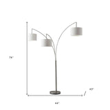 74" Steel Three Light Tree Floor Lamp With White Solid Color Drum Shade - Homeroots - Flyclothing LLC