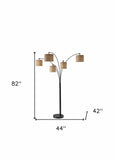 82" Black Five Light Tree Floor Lamp With Beige Solid Color Drum Shade - Homeroots - Flyclothing LLC