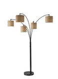 82" Black Five Light Tree Floor Lamp With Beige Solid Color Drum Shade - Homeroots - Flyclothing LLC
