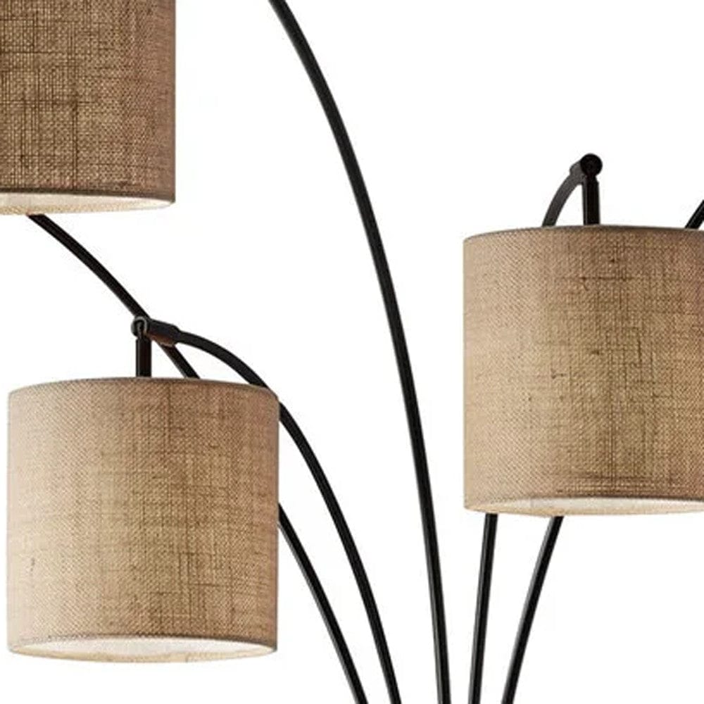 82" Black Five Light Tree Floor Lamp With Beige Solid Color Drum Shade - Homeroots - Flyclothing LLC