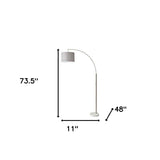 Reading Nook Floor Lamp Brushed Steel Arc Arm Adjustable Grey Fabric Shade - Homeroots - Flyclothing LLC