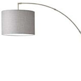 Reading Nook Floor Lamp Brushed Steel Arc Arm Adjustable Grey Fabric Shade - Homeroots - Flyclothing LLC