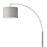 Reading Nook Floor Lamp Brushed Steel Arc Arm Adjustable Grey Fabric Shade - Homeroots - Flyclothing LLC