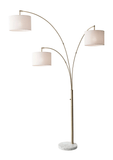 74" Brass Three Light Arc Floor Lamp With Off White Fabric Drum Shade - Homeroots - Flyclothing LLC
