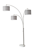 74" White Three Light Adjustable Led Tree Floor Lamp With Gray Drum Shade - Homeroots - Flyclothing LLC