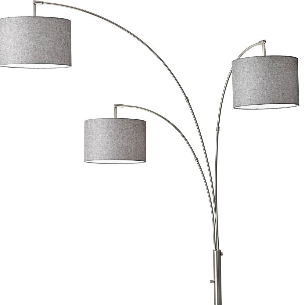74" White Three Light Adjustable Led Tree Floor Lamp With Gray Drum Shade - Homeroots - Flyclothing LLC