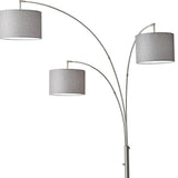 74" White Three Light Adjustable Led Tree Floor Lamp With Gray Drum Shade - Homeroots - Flyclothing LLC