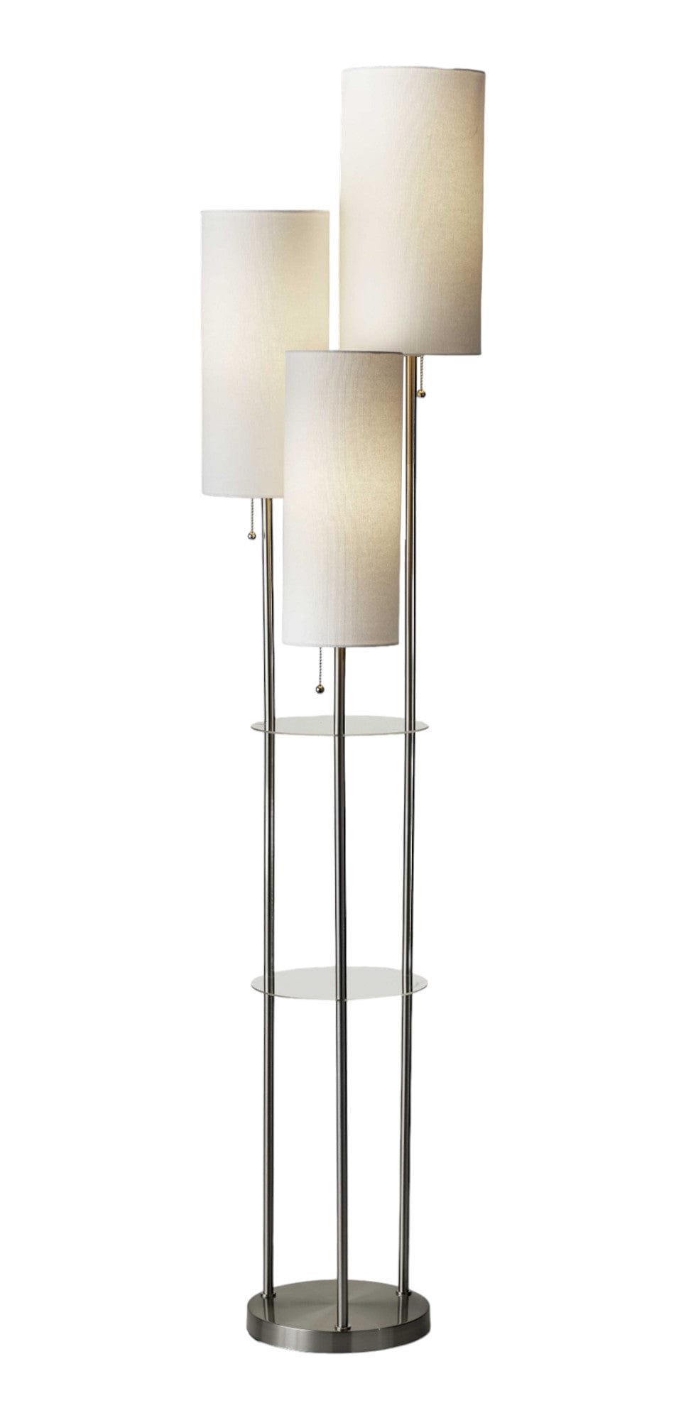 68" Steel Three Light Floor Lamp With White Linen Cylinder Shades - Homeroots - Flyclothing LLC
