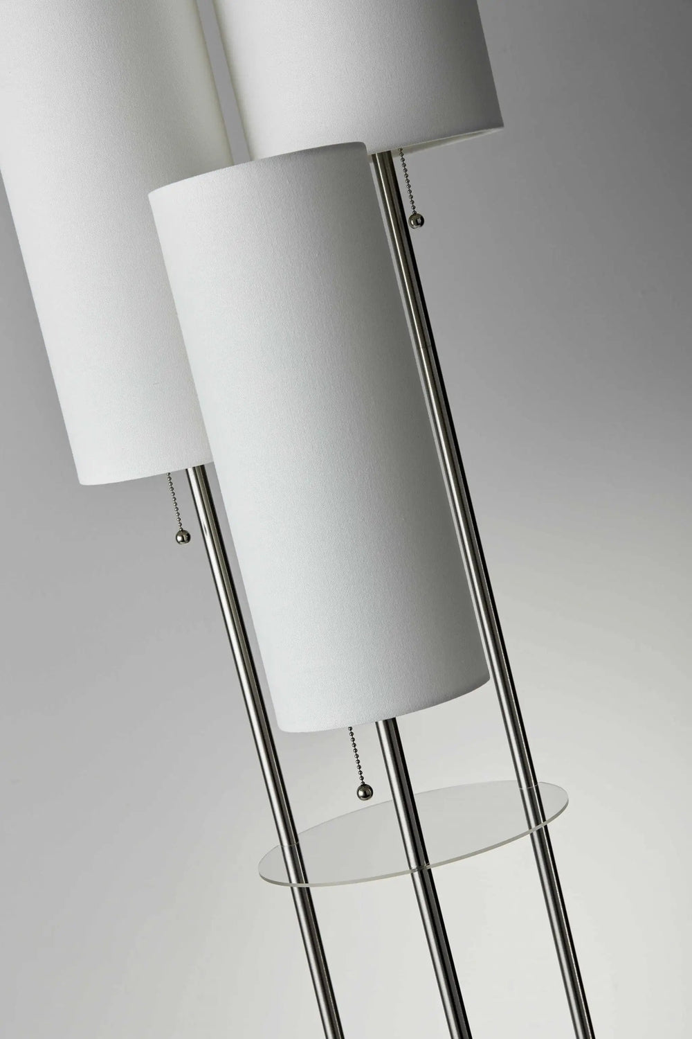 68" Steel Three Light Floor Lamp With White Linen Cylinder Shades - Homeroots - Flyclothing LLC