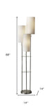 68" Steel Three Light Floor Lamp With White Linen Cylinder Shades - Homeroots - Flyclothing LLC