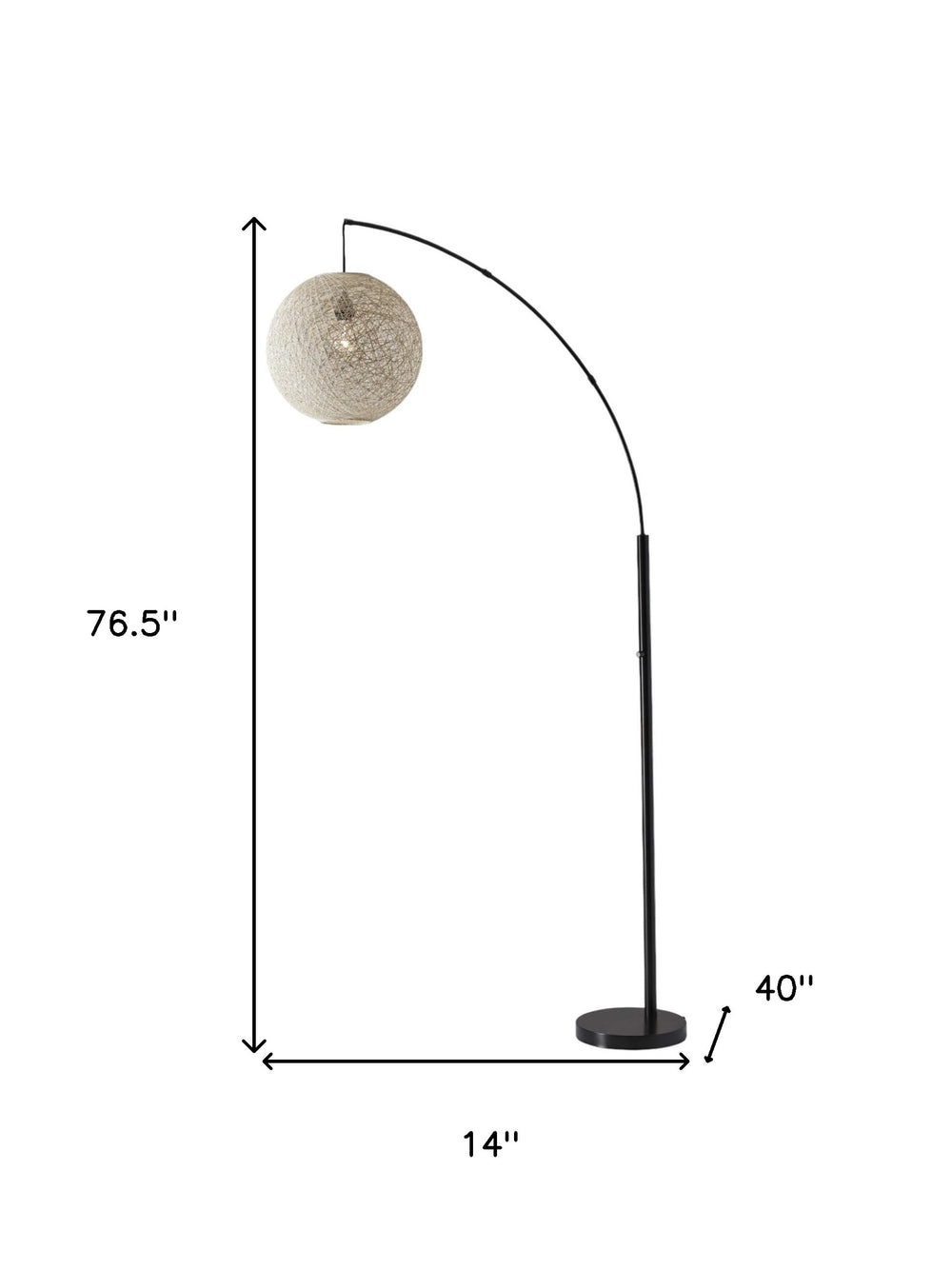 77" Antiqued Bronze Arched Floor Lamp With Groovy Beige Abstract Wicker Globe Shade - Homeroots - Flyclothing LLC