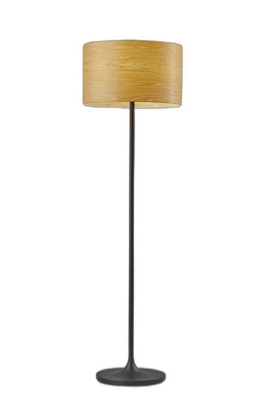 60" Black Traditional Shaped Floor Lamp With Brown Drum Shade - Homeroots