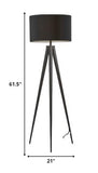 62" Black Tripod Floor Lamp With Black Drum Shade - Homeroots - Flyclothing LLC