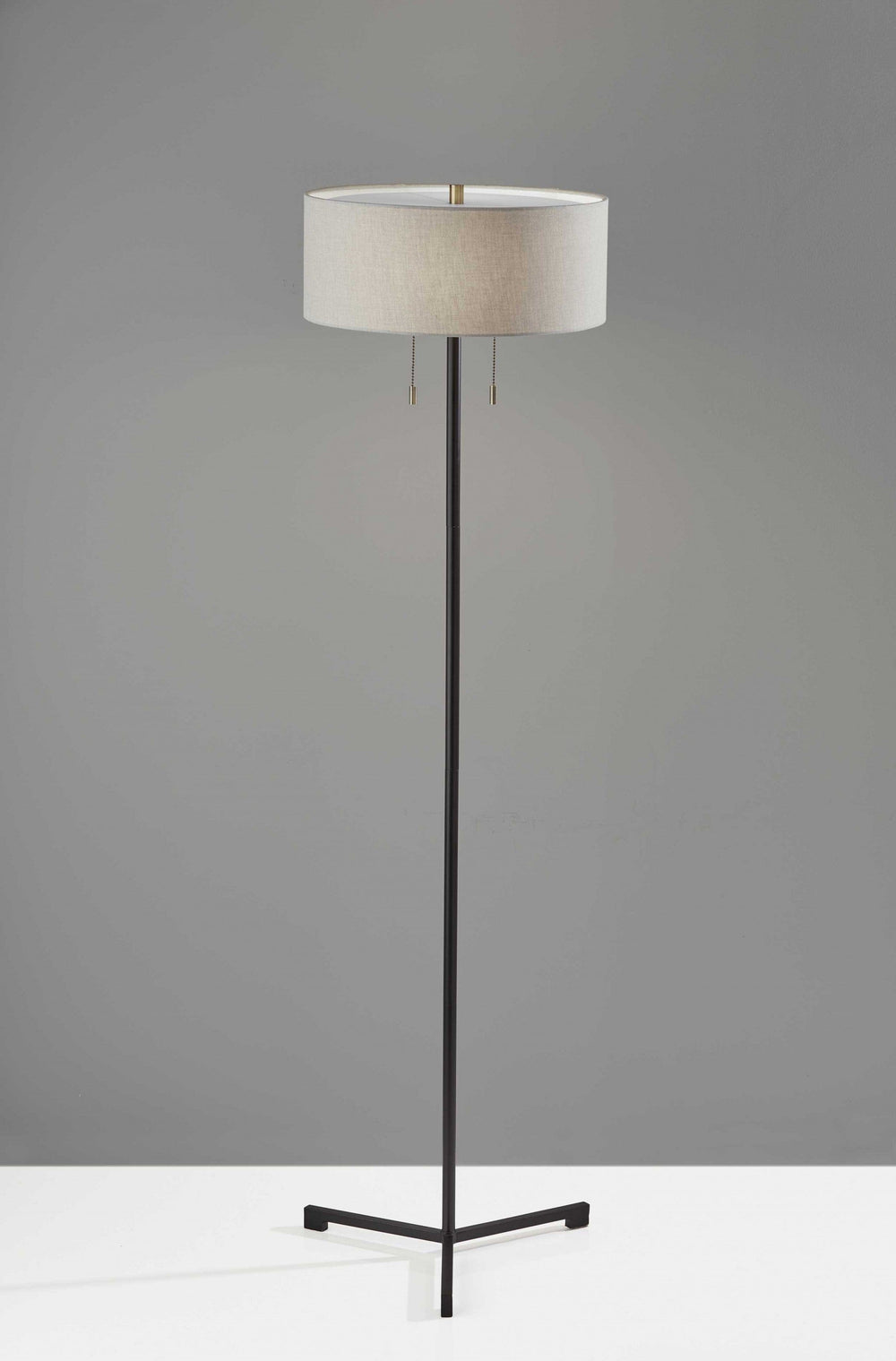 60" Black Traditional Shaped Floor Lamp With White Drum Shade - Homeroots - Flyclothing LLC
