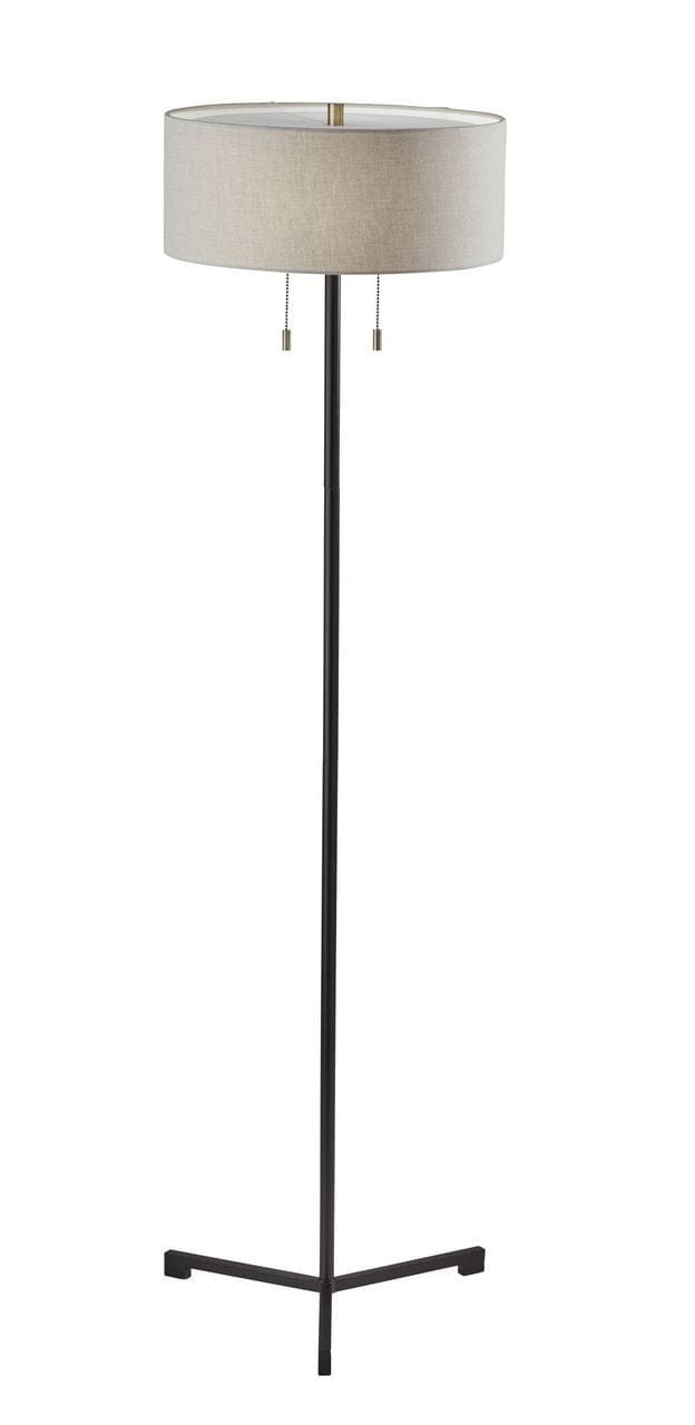 60" Black Traditional Shaped Floor Lamp With White Drum Shade - Homeroots - Flyclothing LLC