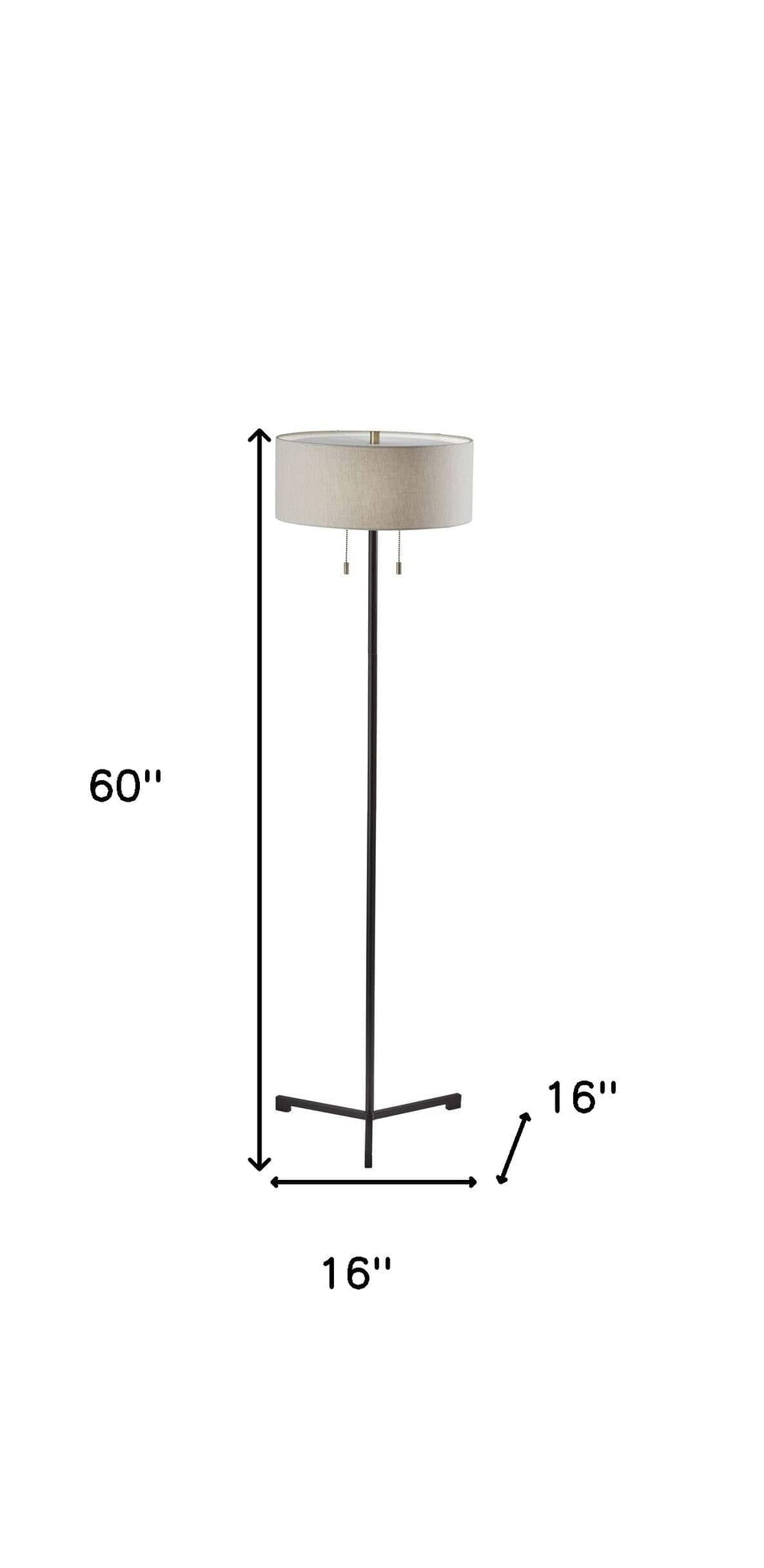 60" Black Traditional Shaped Floor Lamp With White Drum Shade - Homeroots - Flyclothing LLC