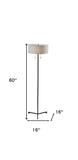 60" Black Traditional Shaped Floor Lamp With White Drum Shade - Homeroots - Flyclothing LLC