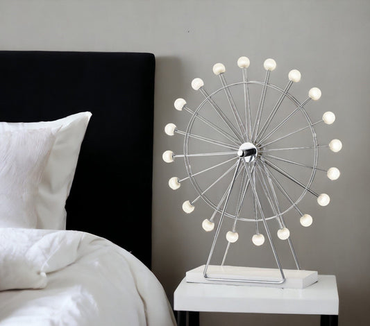 22" Off White Metal Multi Light Bedside LED Table Lamp With Off White Globe Shade - Homeroots