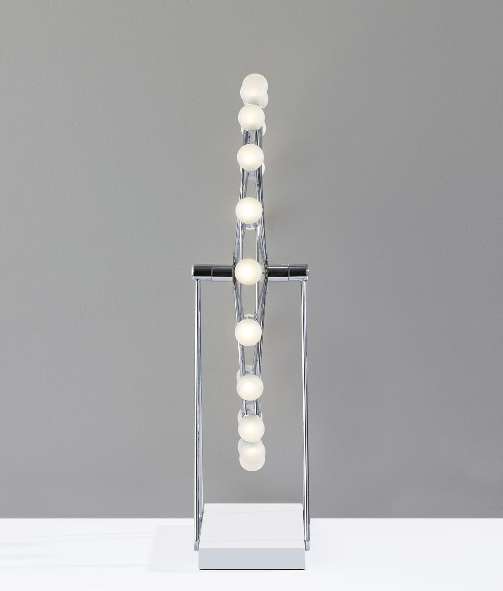 22" Off White Metal Multi Light Bedside LED Table Lamp With Off White Globe Shade - Homeroots