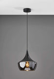 Gnome Smoked Glass Black Metal Pendant Lamp - Homeroots - Flyclothing LLC