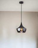 Gnome Smoked Glass Black Metal Pendant Lamp - Homeroots - Flyclothing LLC
