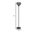 Chalice Mixed Material Torchiere With Black Metal Smoked Glass - Homeroots - Flyclothing LLC