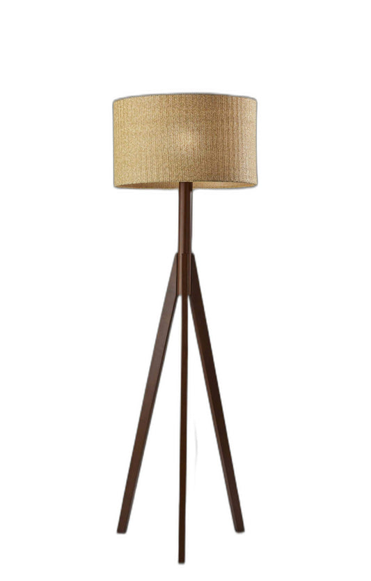 59" Tripod Floor Lamp With Brown Drum Shade - Homeroots