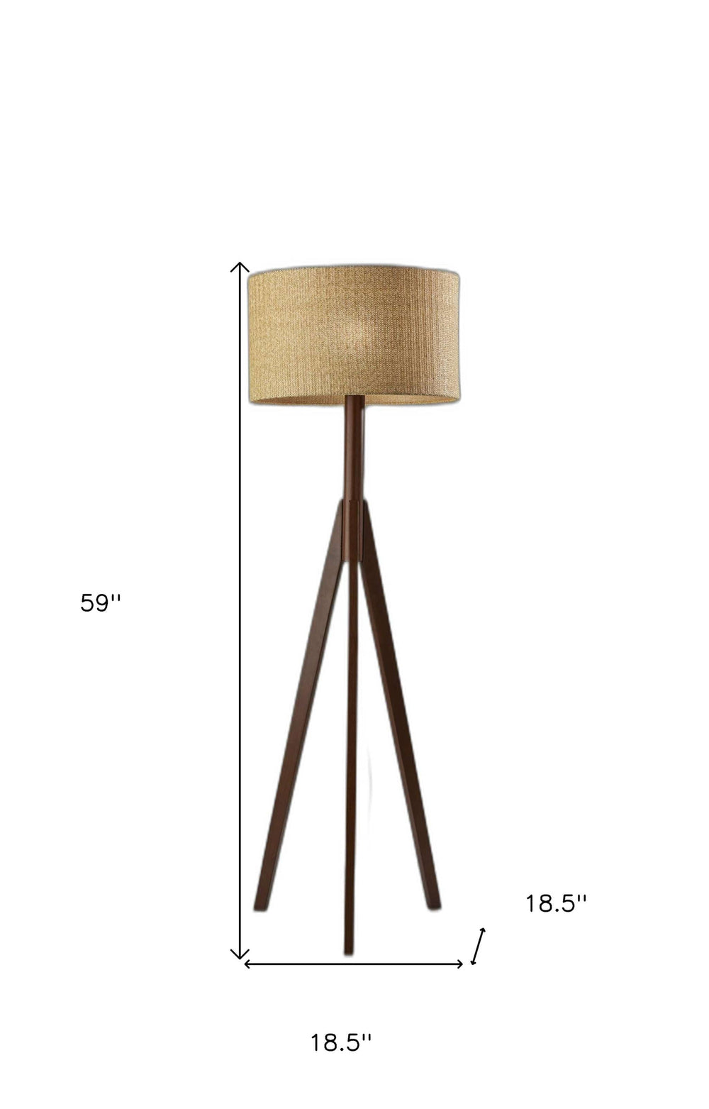 59" Tripod Floor Lamp With Brown Drum Shade - Homeroots - Flyclothing LLC