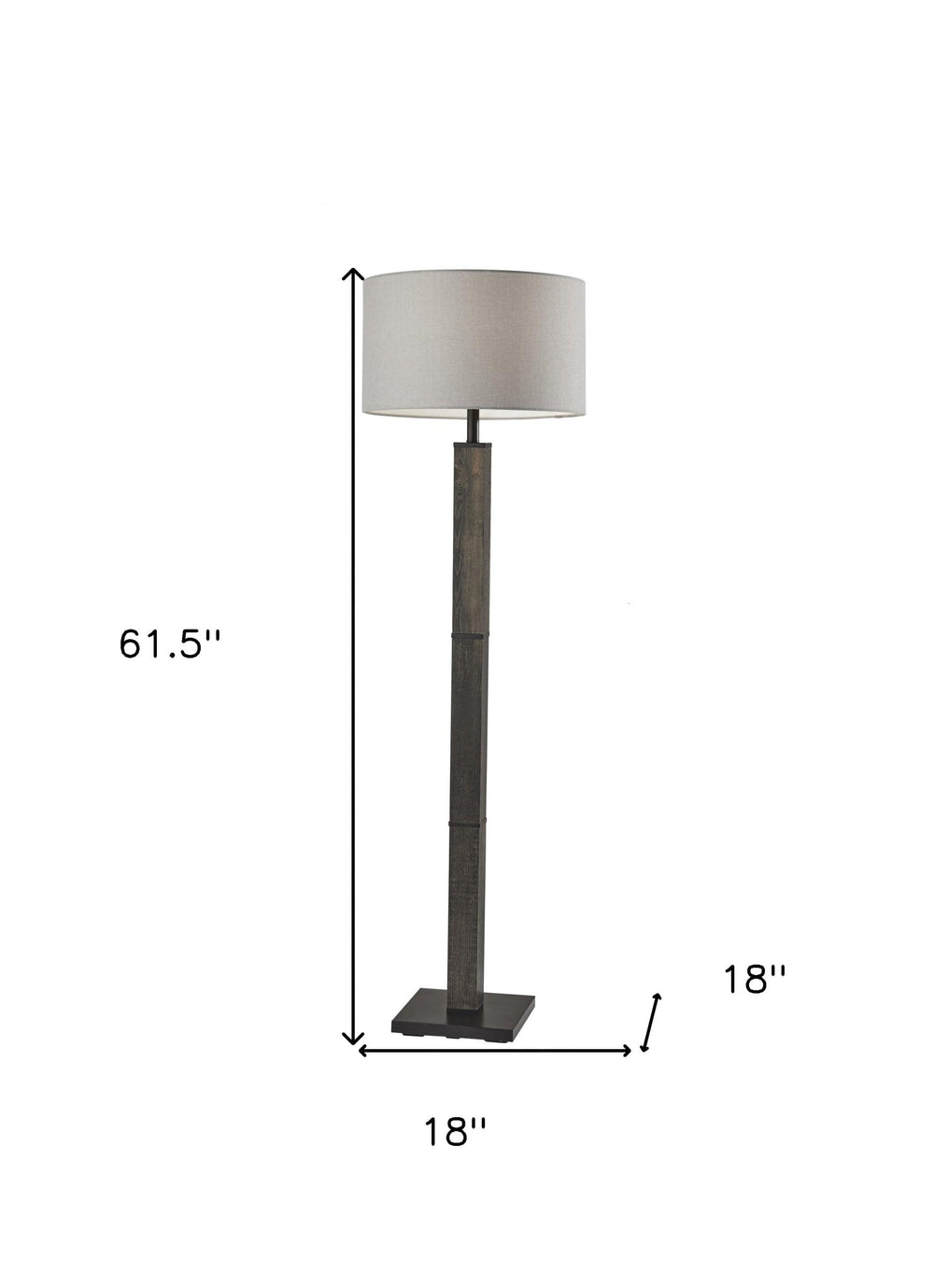 62" Black Traditional Shaped Floor Lamp With Off-White Drum Shade - Homeroots