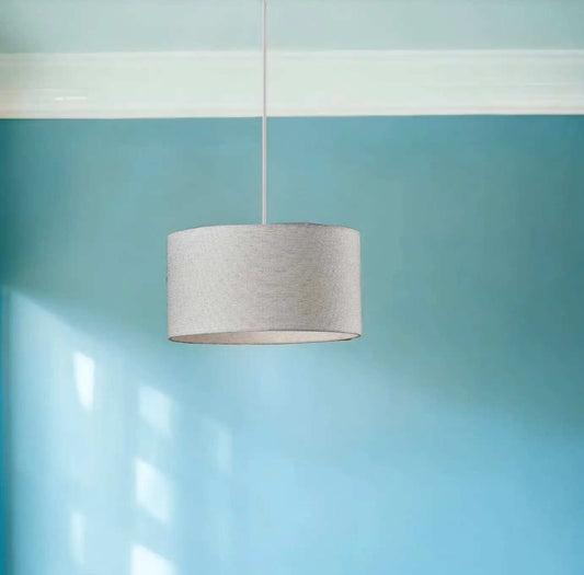 White Fabric Sleek Drum Pendant Lamp - Homeroots - Flyclothing LLC