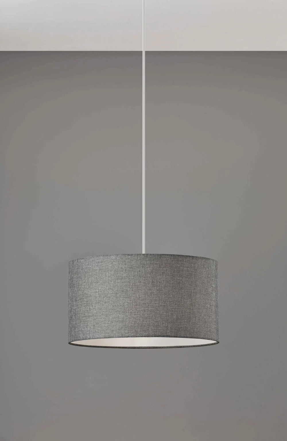 Heather Grey Fabric Shade Electric Drum Pendant - Homeroots - Flyclothing LLC