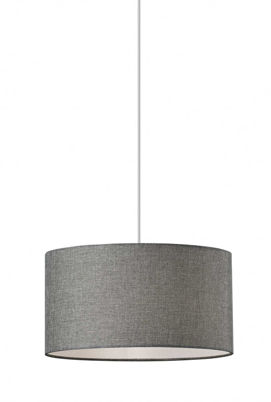 Heather Grey Fabric Shade Electric Drum Pendant - Homeroots - Flyclothing LLC